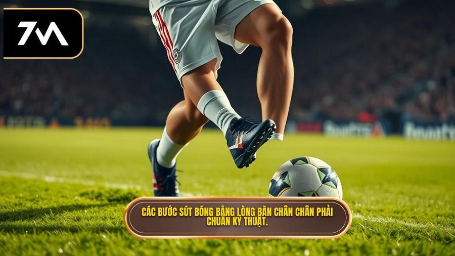 Phân tích chi tiết các bước thực hiện kỹ thuật sút bóng bằng lòng bàn chân phải